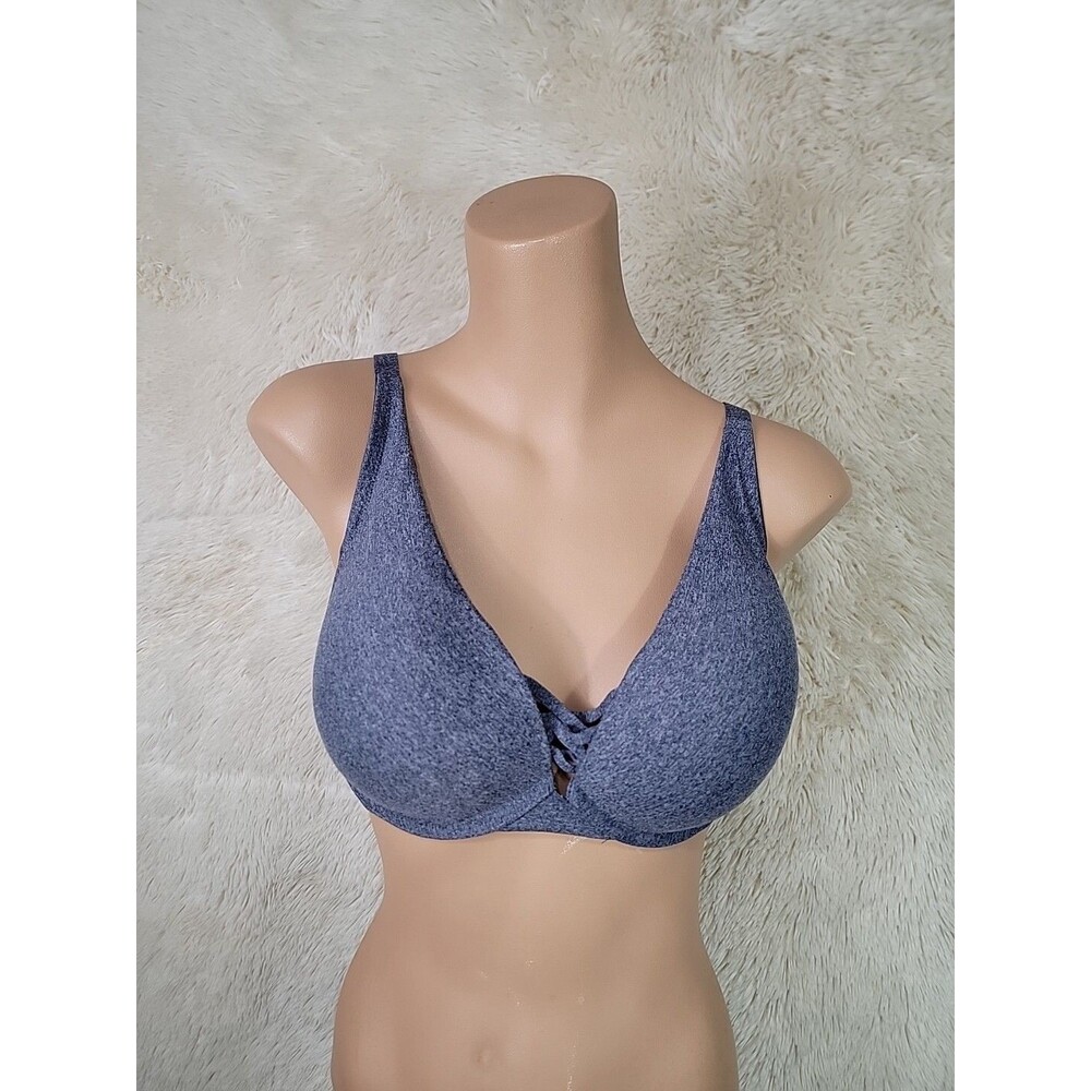 Torrid Curves Women Size 42C Plunge Bra Wired Padded Navy Blue Multiway Straps C